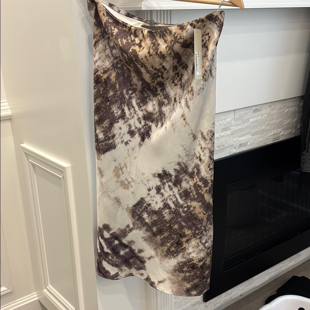 RD Style Abstract Print Skirt - Brown and Cream
